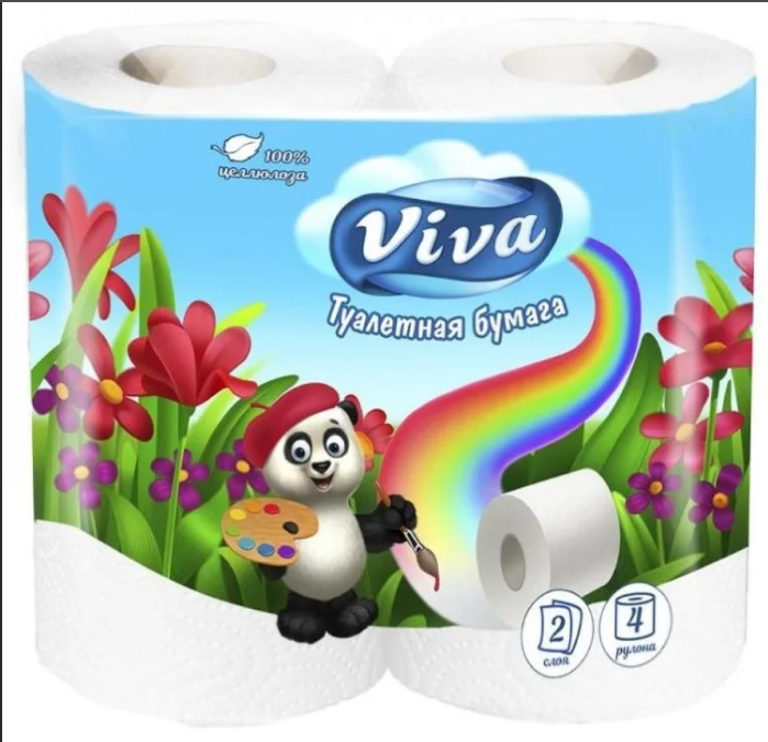 izobrazhenie_2023-01-30_154757623 Бумага туалетная "VIVA" Белая, 2-х сл. 4 рул в уп. — изображение 1