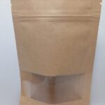 Пакет Дой-пак 105х185 (35+35) бумажный крафт с окном 470мм с замком zip-lock